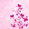 Hearts on dirty pink background. Vector