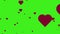 hearts effect background on green screen animation. Valentine`s Day heart decoration.