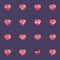 Hearts emoji collection flat icons set