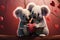 Hearts filled 3D koala duo illustration embodies adorable love connection