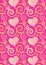 Hearts and flourish colorful pink pattern background for greeting cards and festive designs