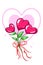 Hearts flower plant with red color cartoon illustration