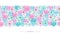 Hearts, flowers and ribbon bows horizontal seamless border pattern.