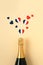 Hearts and french champagne bottle