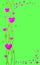 Hearts on green Background