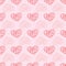 Hearts with Grid pattern inside, pink and red rows of hearts, seamless vector repeat