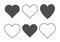 Hearts icon set. Outline love vector signs isolated on a background. Gray black graphic shape line art for romantic wedding  or