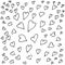 Hearts ink texture background. Vintage black and white illustration heart shapes. Geometric abstract decorative pattern