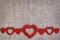 Hearts line on canvas