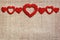 Hearts line on canvas