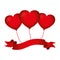Hearts love flying ribbon design