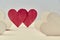 Hearts in love mockup. Saint Valentines day. Sweethearts and amour. Wedding and fondness. Two red hearts, copy space