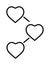 Hearts, love, three vector icon on transparent background. Outline Hearts, love, three vector icon