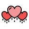 Hearts loyalty icon color outline vector