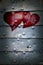 Hearts on metal door background