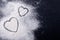 Hearts painted on flour ab