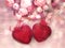 Hearts and peonies flowers greeting card valentine`s day love holiday concept background