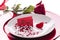 Hearts on the plate and red rose - mother`s day