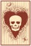 Hearts poker card with skull and flowers, casino wallpaper
