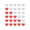 Hearts rating on white background