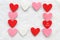 Hearts in a rectangle on white background