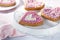 Hearts rusk with pink and white anise balls