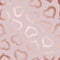 Hearts seamless pattern. Glitter marble foil with heart. Beautiful heart rose gold background. Modern stylish sparkle texture. Ele