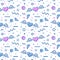 Hearts seamless pattern in memphis style.