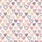 Hearts seamless pattern in pink, purple and beige colors. Vector image for Valentine`s Day, lovers, prints, clothes, textiles, car