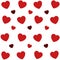 Hearts seamless pattern. Repeating love background. Repeated scattered hearts for design prints