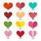 Hearts Set. Colorful Paper Cut Love Symbol.