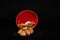 Hearts Shaped Biscuit In Red Round Bowl, Long View