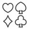 Hearts, spades, diamonds, clubs for gambling line icon, gamblimg concept, cards play vector sign on white background