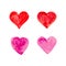 Hearts for St. Valentine day watercolor effect set on white back