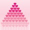 Hearts stack in form of a pyramid, pink colorful illustration for Valentine`s day or Mother`s day, flat design for cards, weddings