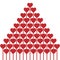 Hearts stack in form of a pyramid, pink colorful illustration for Valentine`s day or Mother`s day, flat design for cards, weddings