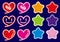 Hearts & Stars neon sign - colorful colors set