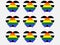 Hearts with straight ally flag, icon set. LGBT pride day. LGBT sexual minorities. Collection of icons of hearts isolated on white