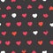 Hearts symbols on black background