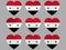 Hearts with the Syrian flag. I love Syria. Syria flag icon set. Vector