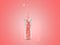 Hearts in test tube for Valentine\\\'s Day 3d illustration on red background with shadow