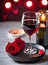 Hearts wine roses men women Valentines. Detailed