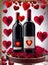 Hearts wine roses men women Valentines. Detailed