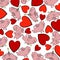 Hearts and winged cats. Valentine`s day background.
