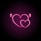 Hearts with wings neon icon. Simple thin line, outline vector of wedding icons for ui and ux, website or mobile application