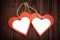 Hearts on wooden background