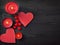 Hearts on wooden background