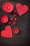 Hearts on wooden background