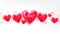 Hearts with word love lettering hand drawn. 3D balloons in shape of heart. Horizontal banner, template, greeting card