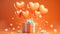 Heartshaped Balloons Gift Box Orange Birth Day Celebration Greeting Card Design. Generative AI